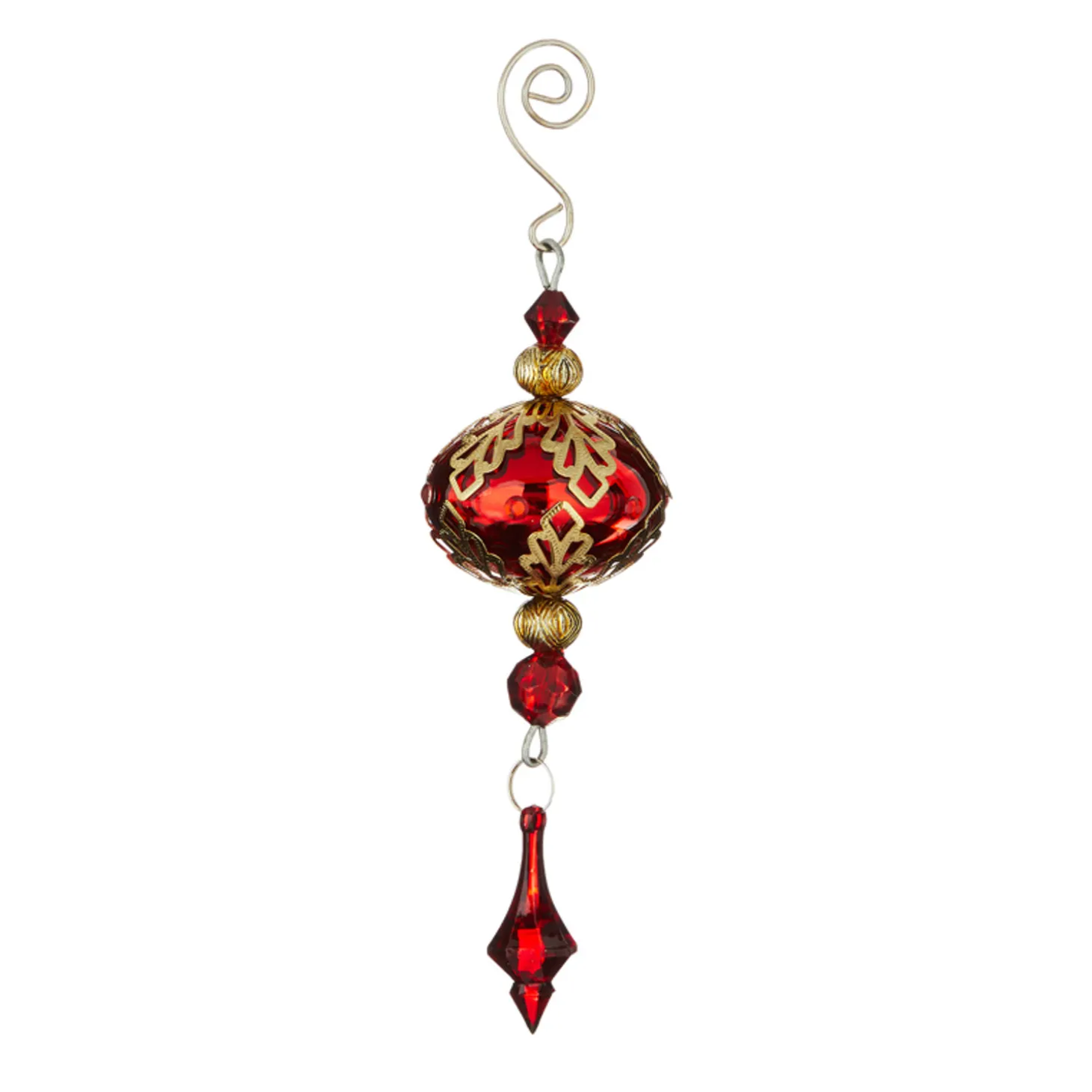 Raz 8" Metal Filigree With Drop Glass Christmas Ornament 4122811
