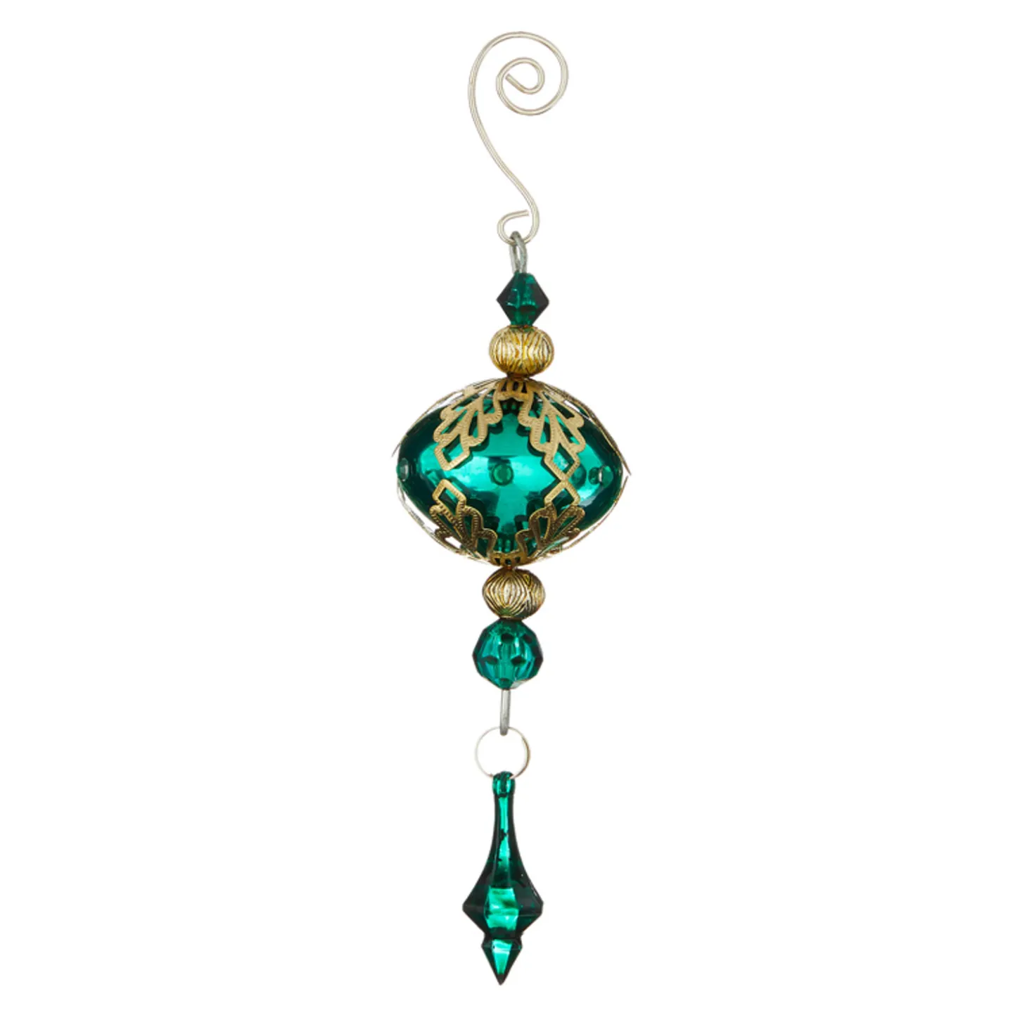 Raz 8" Metal Filigree With Drop Glass Christmas Ornament 4122811