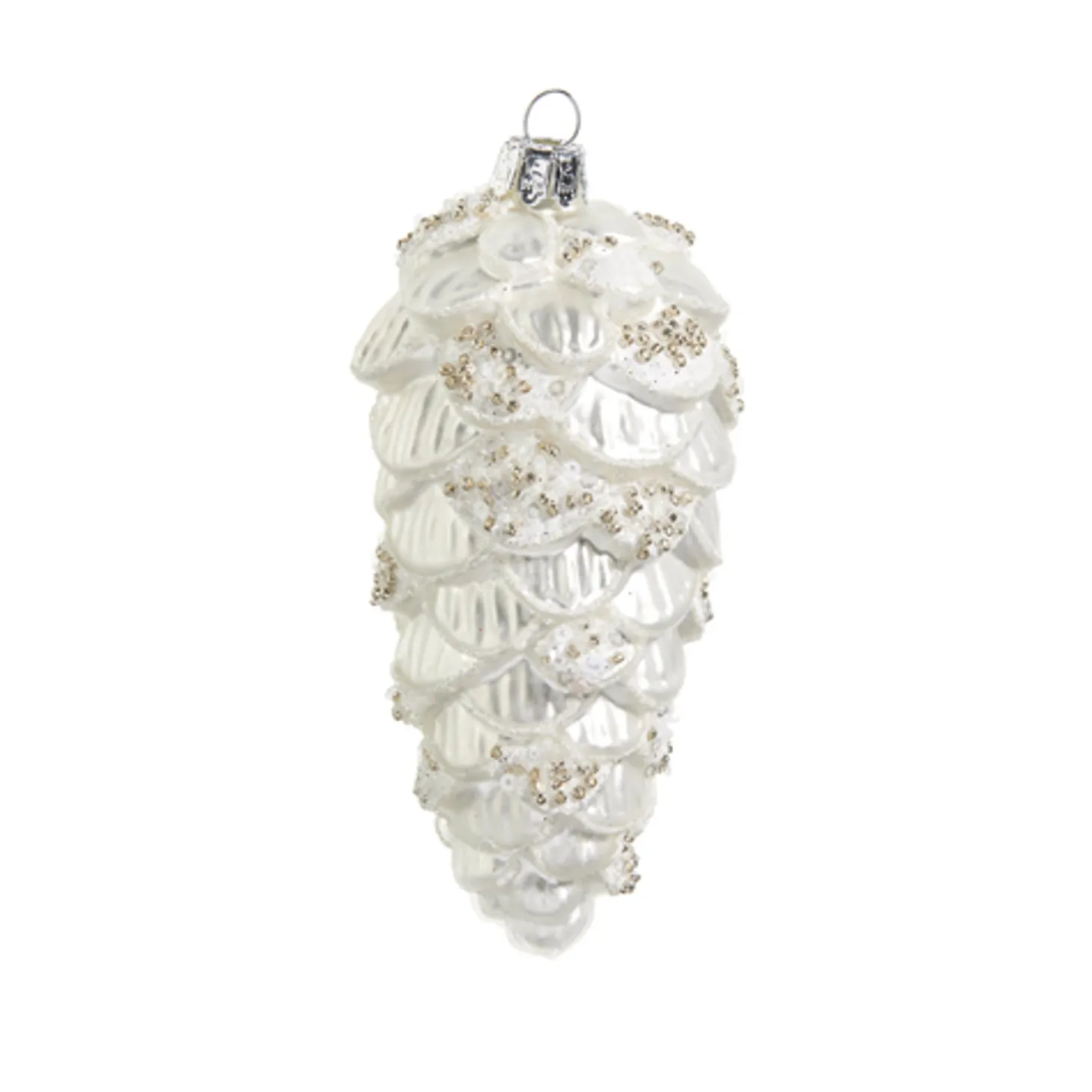 Raz 5" Metallic White Pinecone Glass Christmas Ornament 4422893