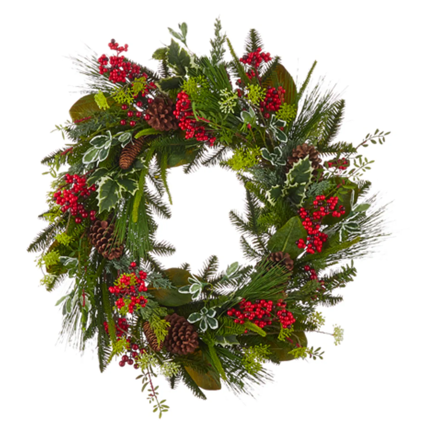 Raz 30" Mixed Greenery With Pinecone And Berry Wreath W4111581