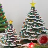 Raz 8" Or 13" Battery Operated Lighted Vintage Ceramic Christmas Tree With Snow Tips