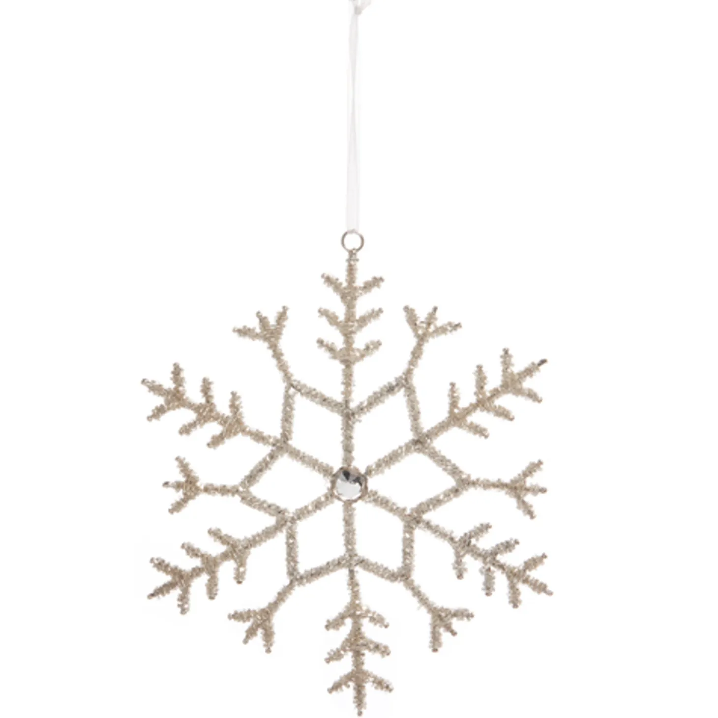 Raz 7" Or 8.5" Beaded Silver Snowflake Christmas Ornament