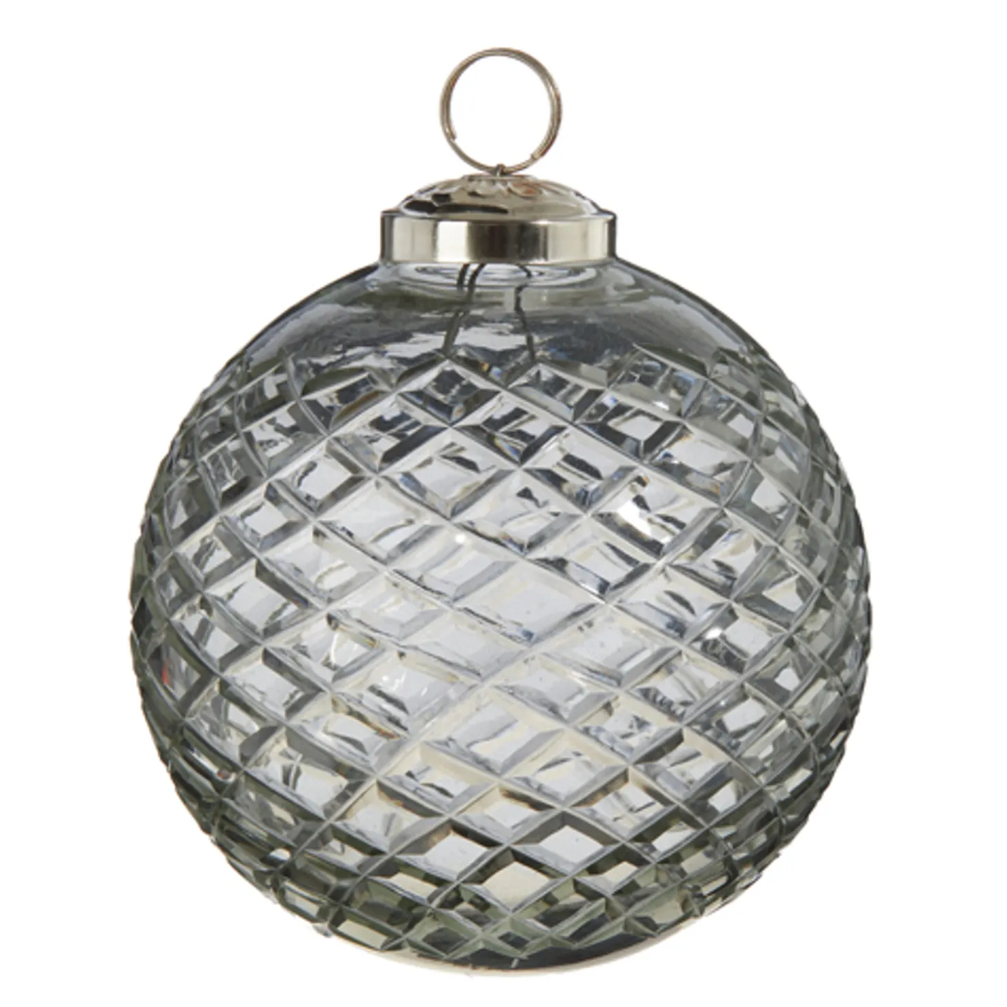 Raz 4" Or 5" Clear Diamond Cut Ball Glass Christmas Ornament