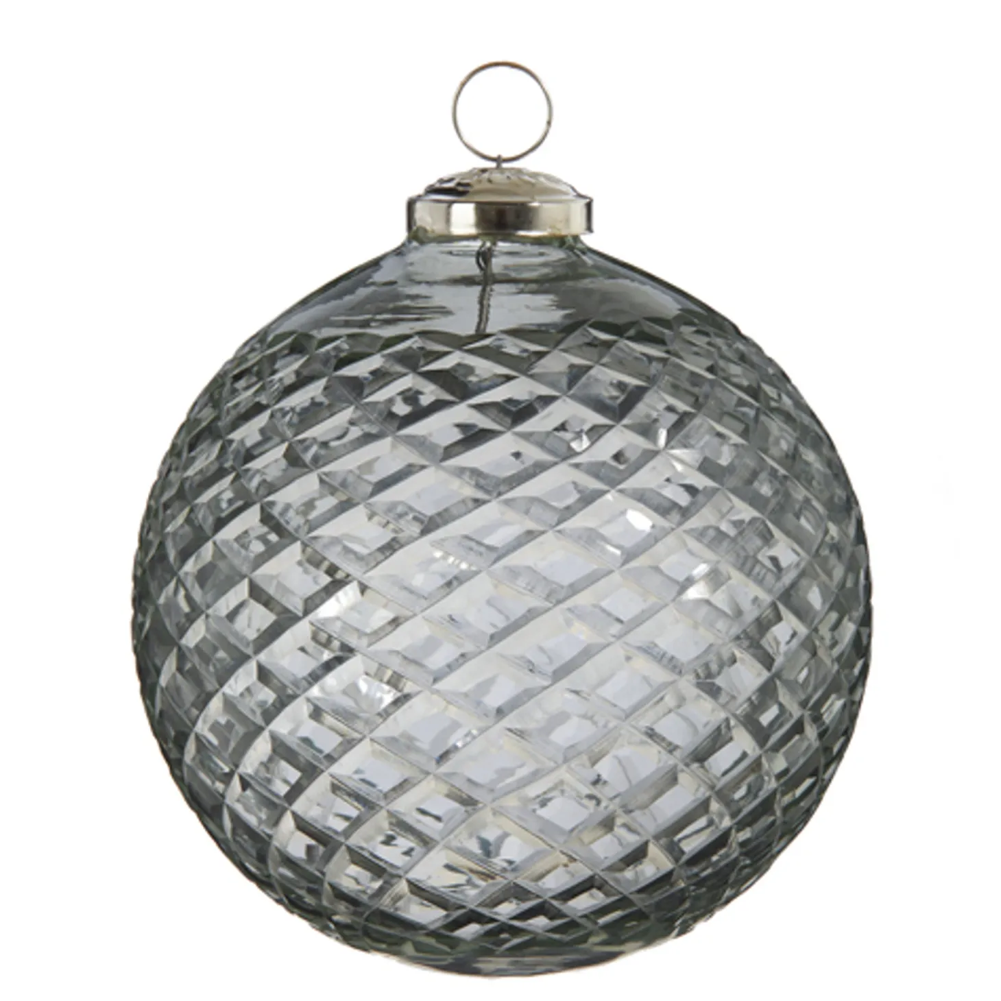 Raz 4" Or 5" Clear Diamond Cut Ball Glass Christmas Ornament
