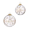 Raz 4" Or 5" Gold Etched Snowflake Ball Glass Christmas Ornament