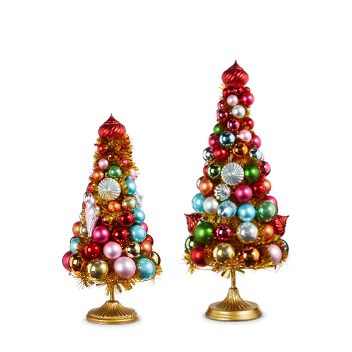 Raz 18" Or 21" Gold Tinsel And Multicolor Ornament Christmas Tree