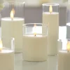 Raz 6" Or 8" Ivory Pillar Battery Operated Flickering Candle In Clear Glass