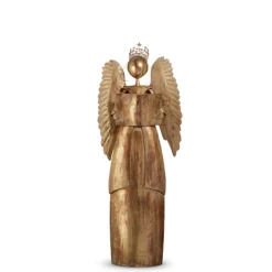 Raz 4' Or 4.5' Large Antiqued Gold Metal Christmas Angel Standing Figure