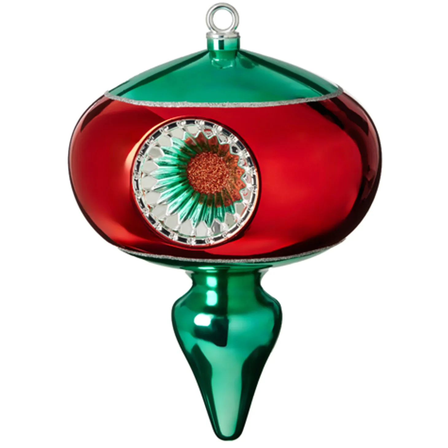 Raz 9.5" Or 12" Large Red And Green Reflector Finial Christmas Ornament