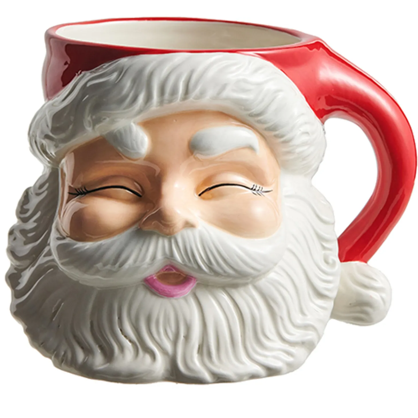 Raz 6" Or 8" Large Red Santa Mug Christmas Container