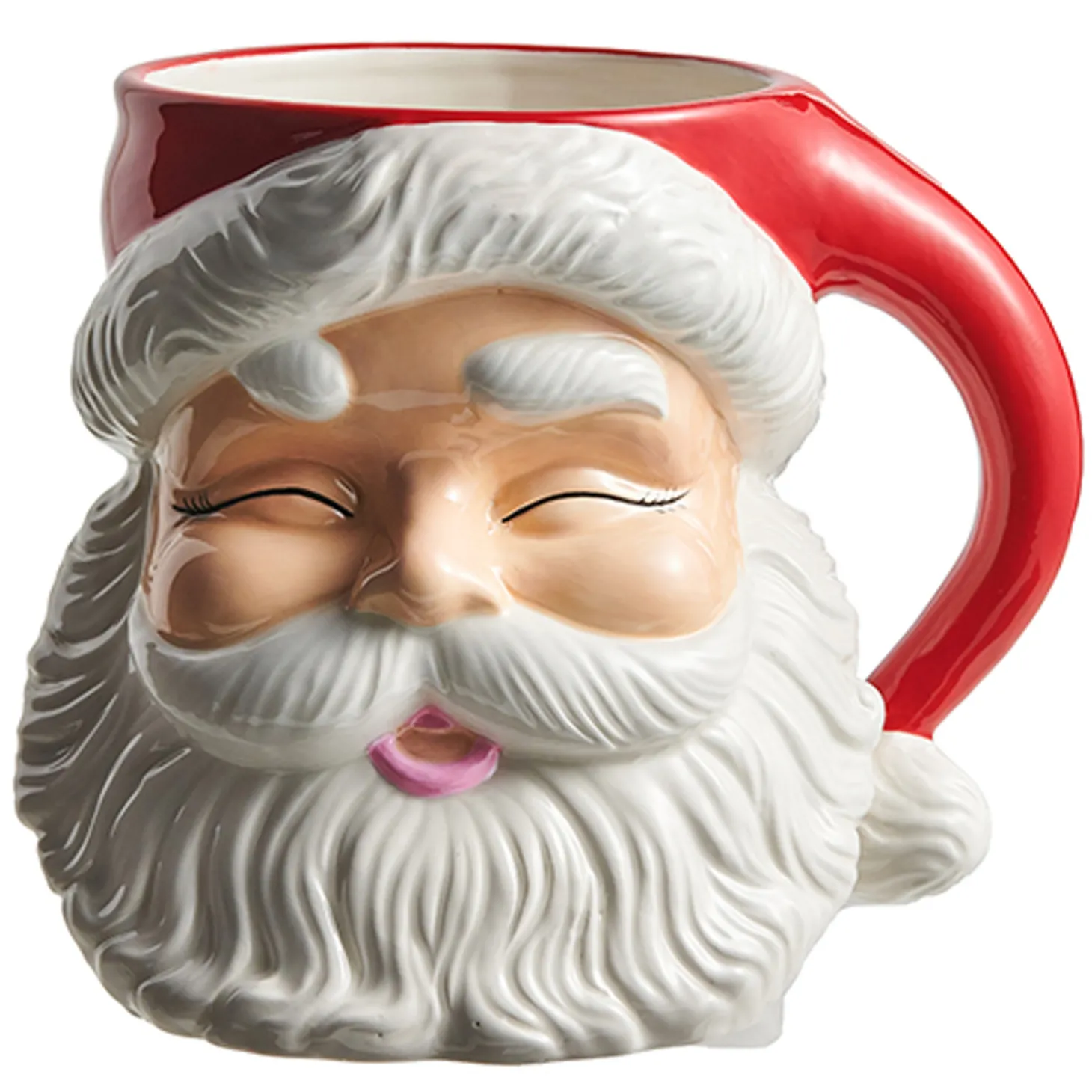 Raz 6" Or 8" Large Red Santa Mug Christmas Container