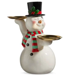 Raz 16" Or 25" Large Retro Snowman Cake Plate Christmas Decoration