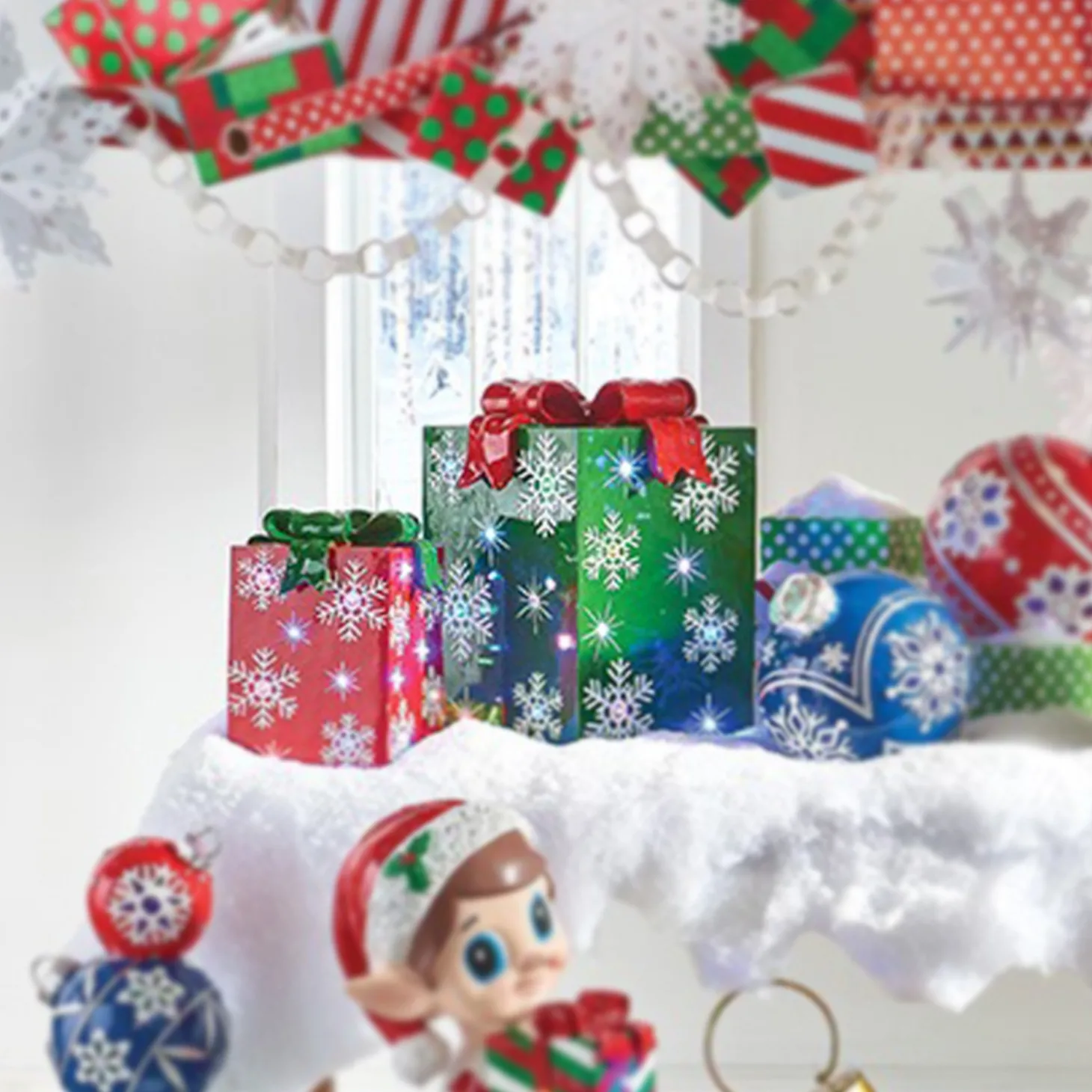 Raz 14.25" Or 21" Lighted LED Red Or Green Present Christmas Decorations