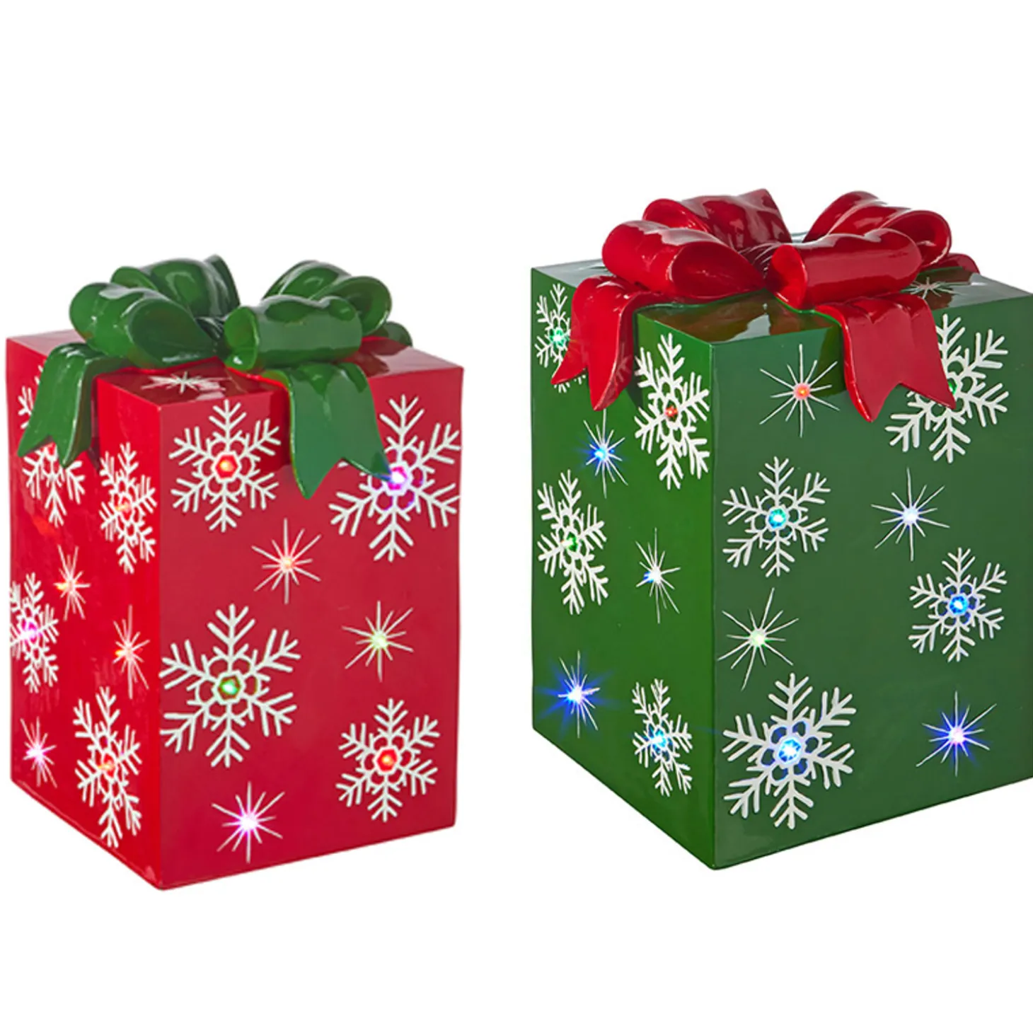 Raz 14.25" Or 21" Lighted LED Red Or Green Present Christmas Decorations