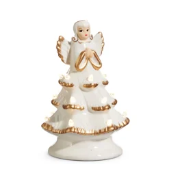 Raz 8" Or 13" Lighted Vintage Angel Ivory And Gold Ceramic Christmas Tree Decoration