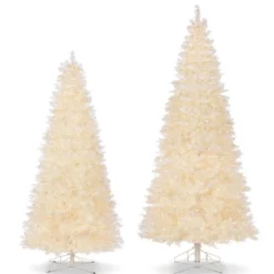 Raz 7.5' Or 9' O Tannenbaum Crystal Iridescent White Pine Christmas Tree With Cluster LED Lights