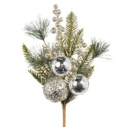 Raz 16" Or 27" Pine And Berry With Silver Ball Ornament Christmas Tree Spray