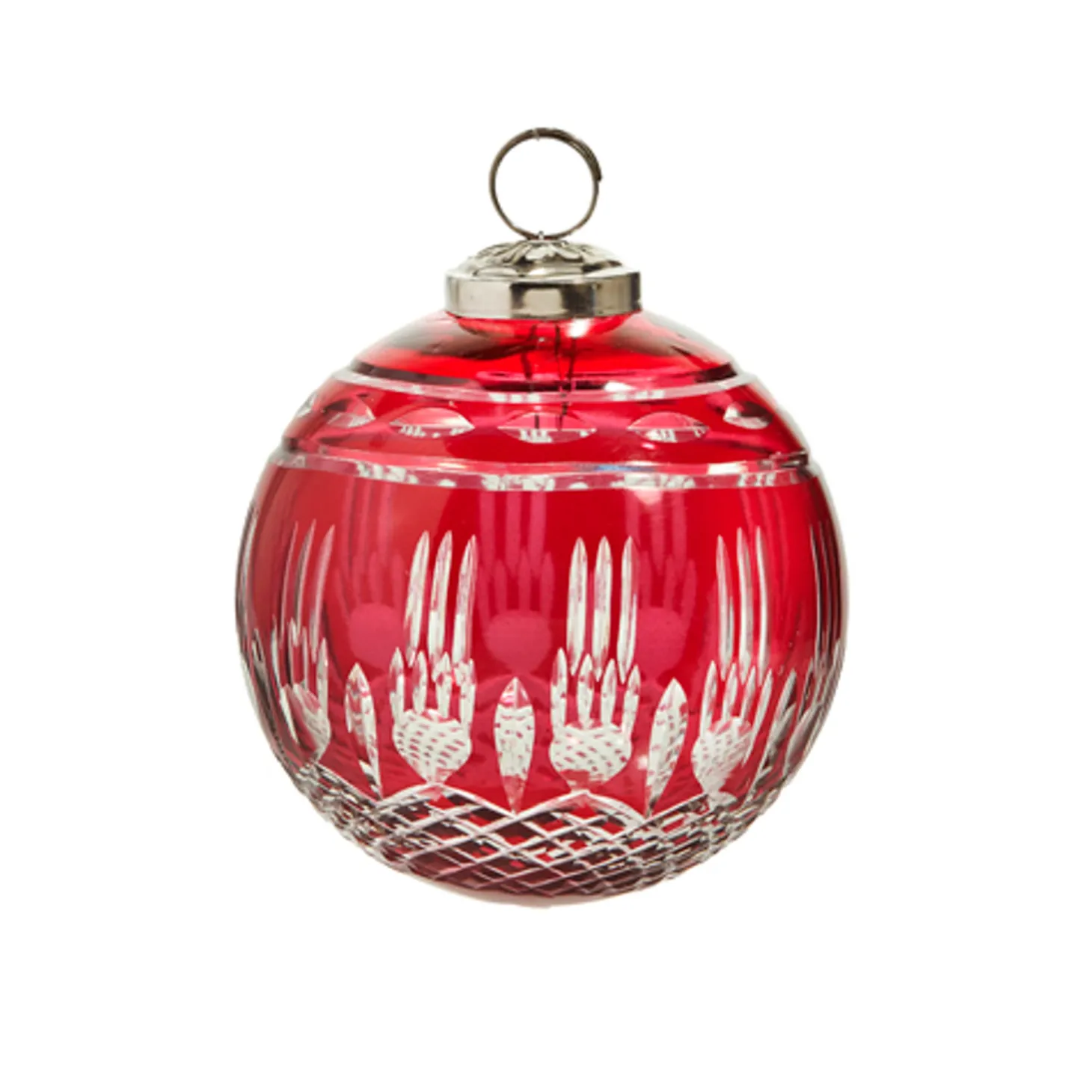 Raz 4" Or 5" Red Etched Glass Ball Christmas Ornament
