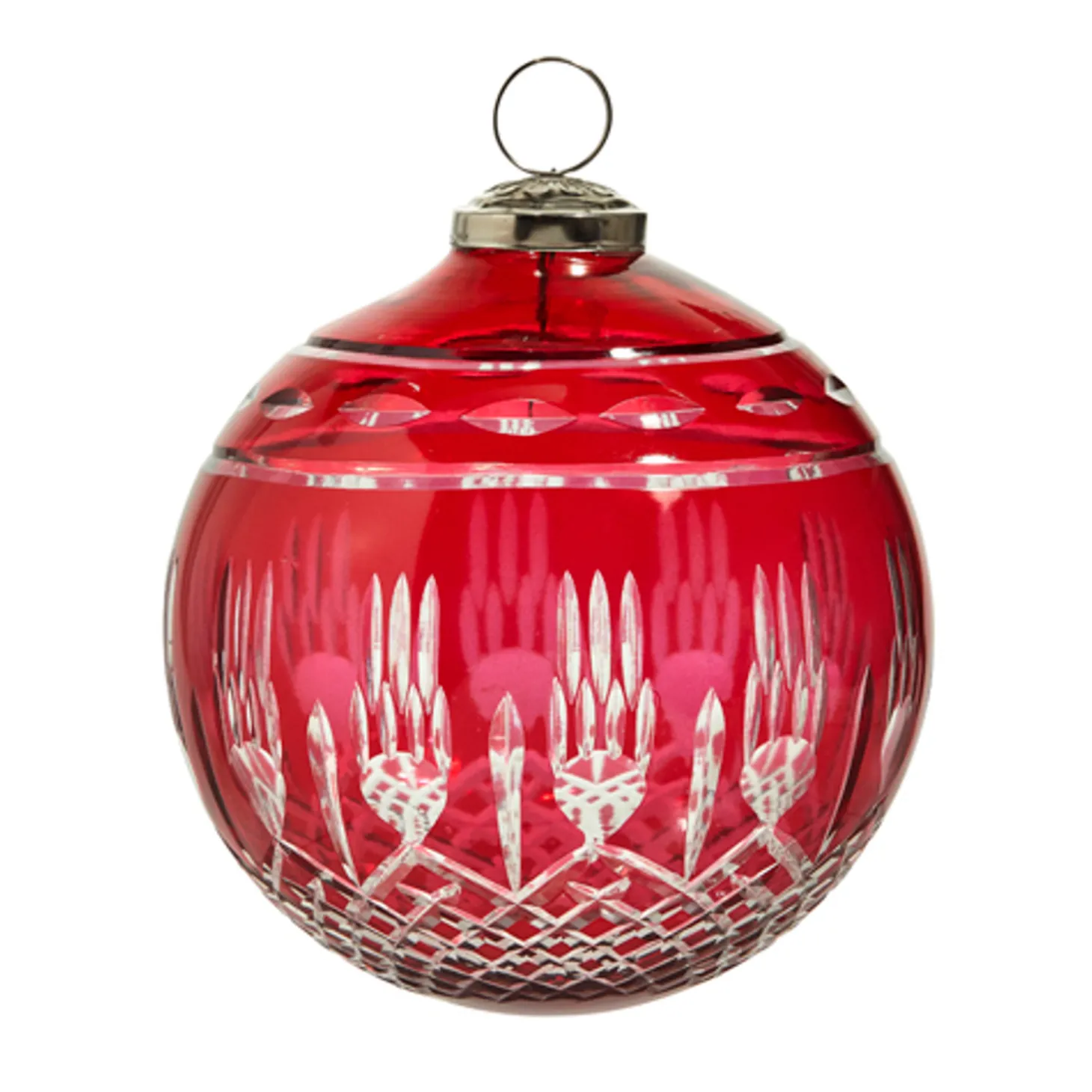 Raz 4" Or 5" Red Etched Glass Ball Christmas Ornament