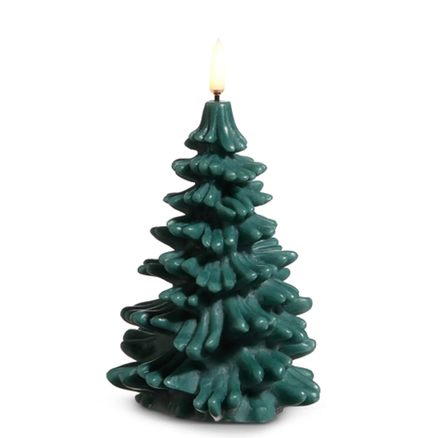 Raz 5.5" Or 7" Uyuni Pine Green Tree Round Battery Operated Candle With Lighted Flickering Wick