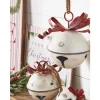 Raz 11" Or 13.75" White Glittered Jingle Bell With Red Bow Christmas Ornament
