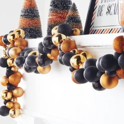 Raz 6' Orange And Black Halloween Ball Garland G4032008