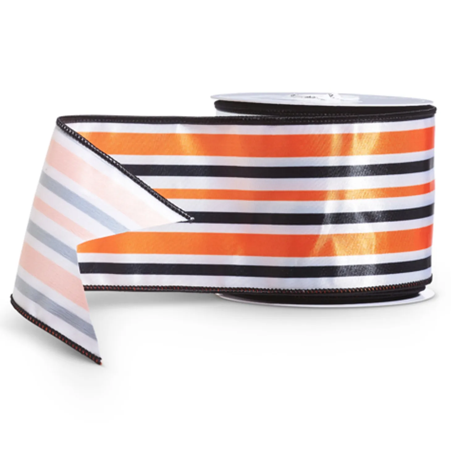Raz 4" Orange And Black Striped Wired Halloween Ribbon R4471807