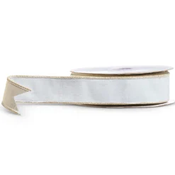 Raz 1.5" Pale Blue With Gold Trim Wired Christmas Ribbon R4427750