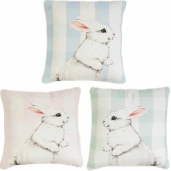 Raz 16.5" Pastel Striped Bunny Easter Pillow 3909715