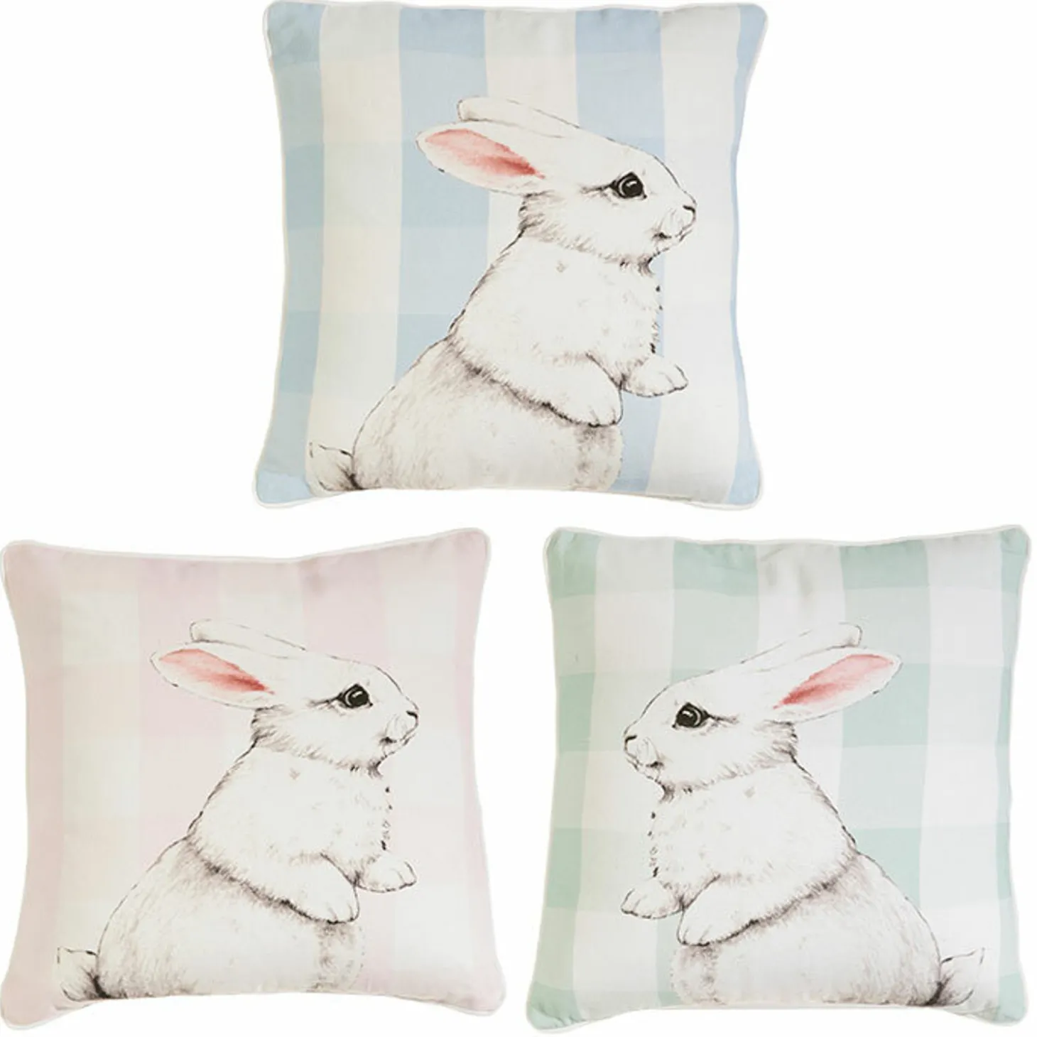 Raz 16.5" Pastel Striped Bunny Easter Pillow 3909715
