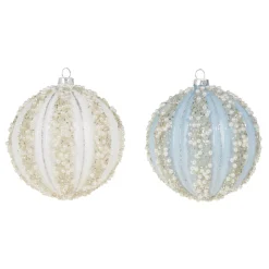 Raz 4" Pearl Beaded Glass Ball Christmas Ornament 4320039