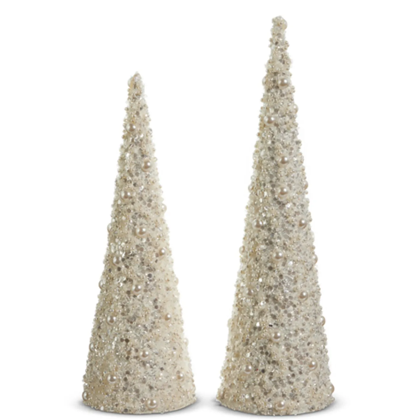 Raz 17" Pearl Cone Tree Christmas Decoration Set Of 2 4406674
