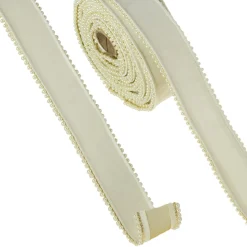 Raz 2.5" Pearl Trim Ivory Wired Christmas Ribbon R4327718