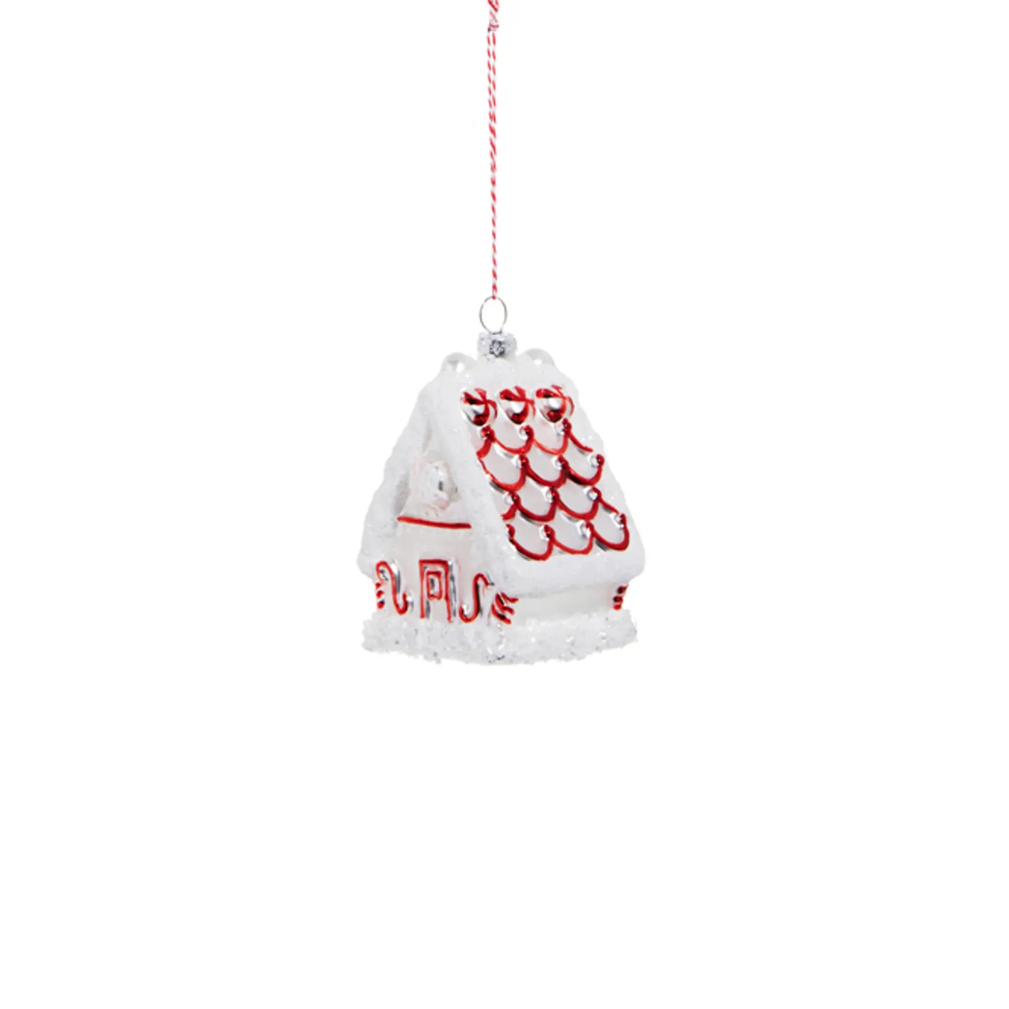 Raz 3.5" Peppermint Gingerbread House Glass Christmas Ornament 4324507