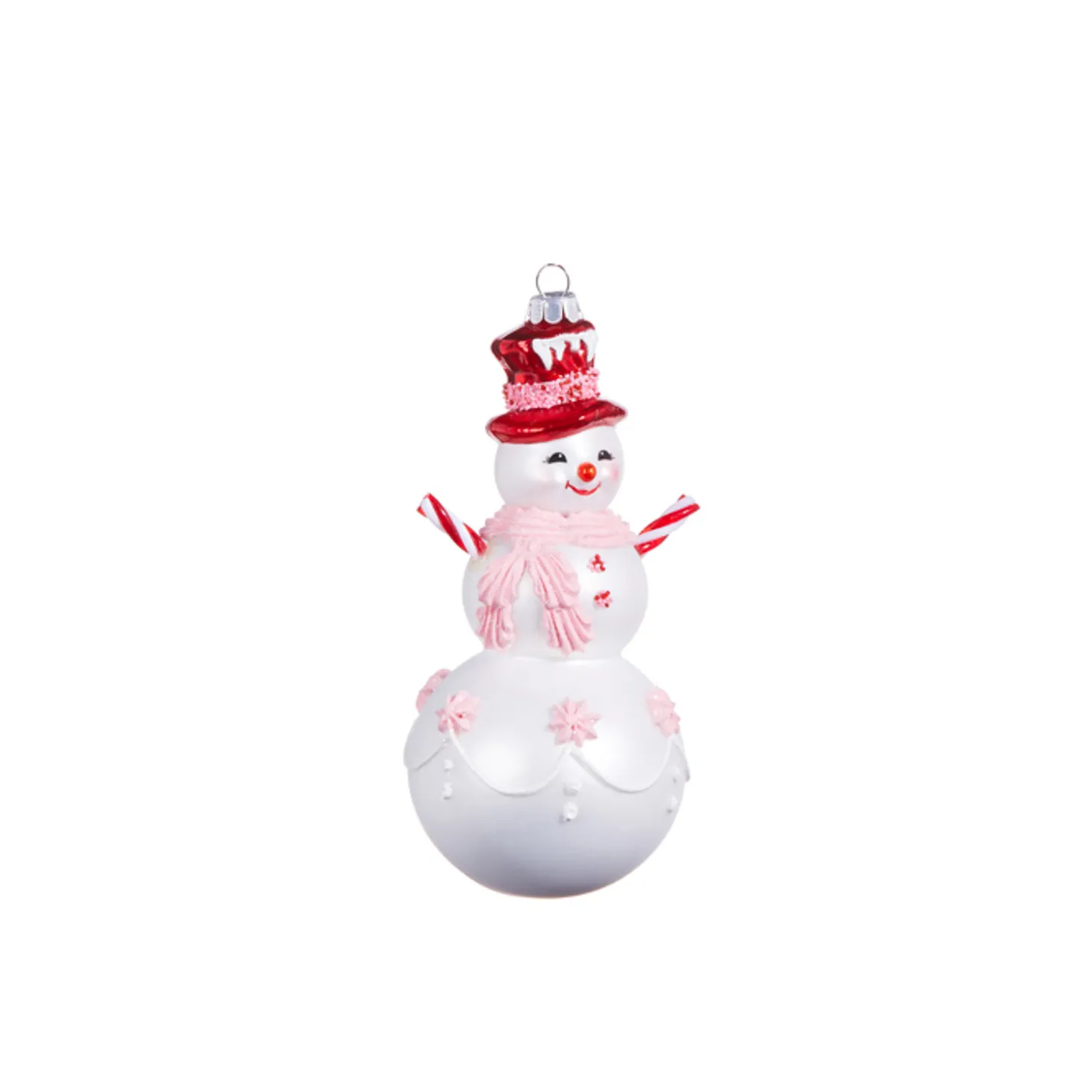 Raz 6.25" Peppermint Snowman Glass Christmas Ornament 4352876