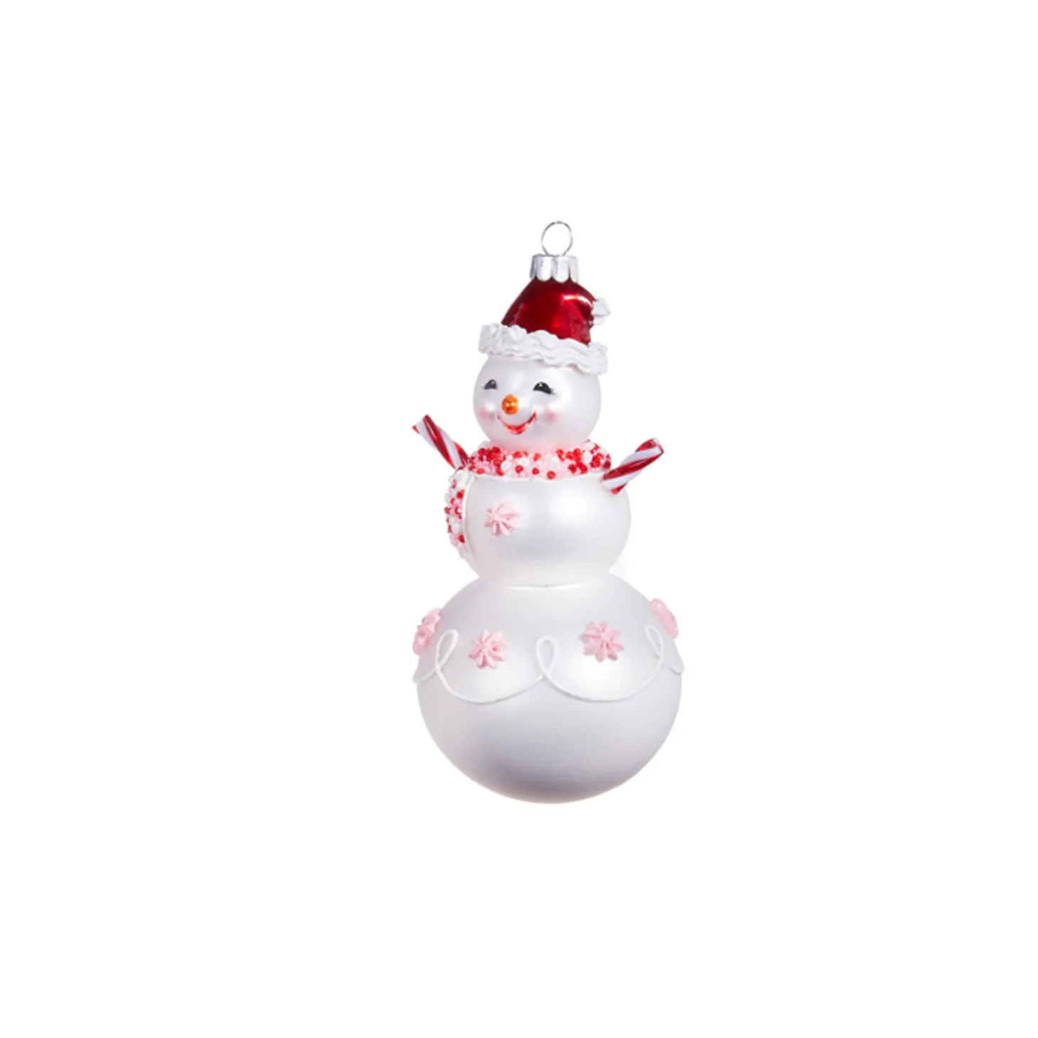 Raz 6.25" Peppermint Snowman Glass Christmas Ornament 4352876