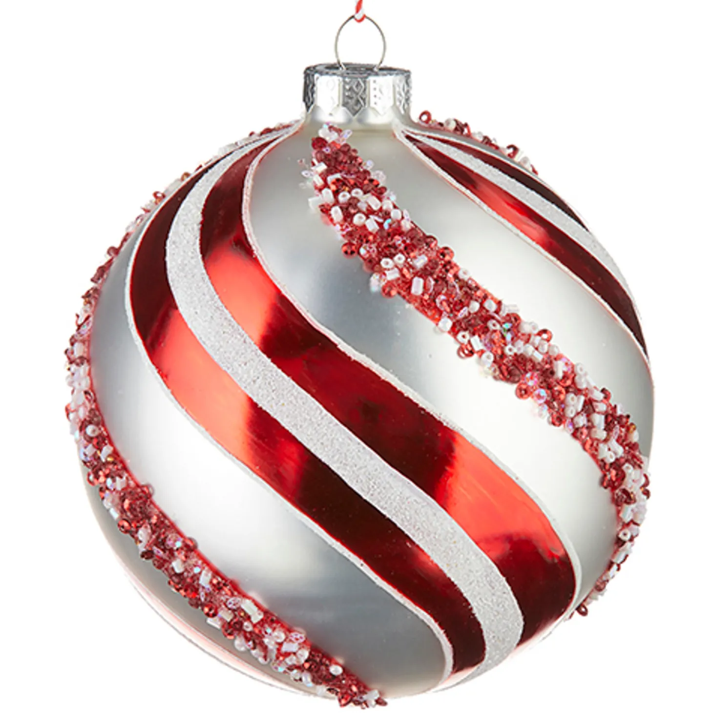 Raz 5" Peppermint Swirl Glass Ball Christmas Ornament 4220960