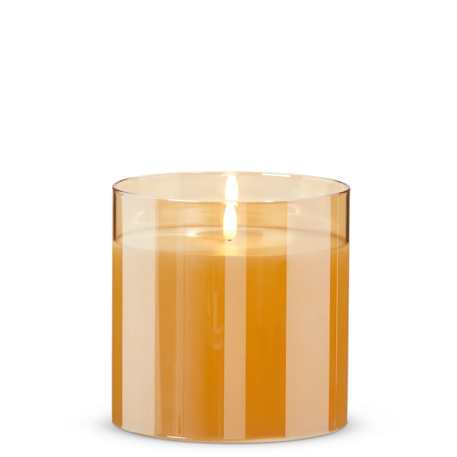 Raz 6" Pillar Battery Operated Flickering Candle In Gold Glass
