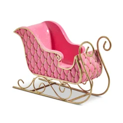 Raz 12" Pink And Gold Quilted Christmas Sleigh Decoration 4412167