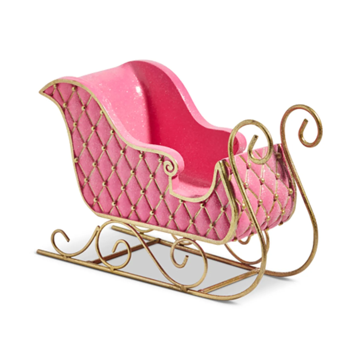 Raz 12" Pink And Gold Quilted Christmas Sleigh Decoration 4412167