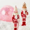 Raz 5.75" Pink And Red Gingerbread Nutcracker Christmas Ornament Set Of 2 4310255
