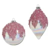 Raz 4" Pink Beaded Iridescent Glass Christmas Ornament 4422913