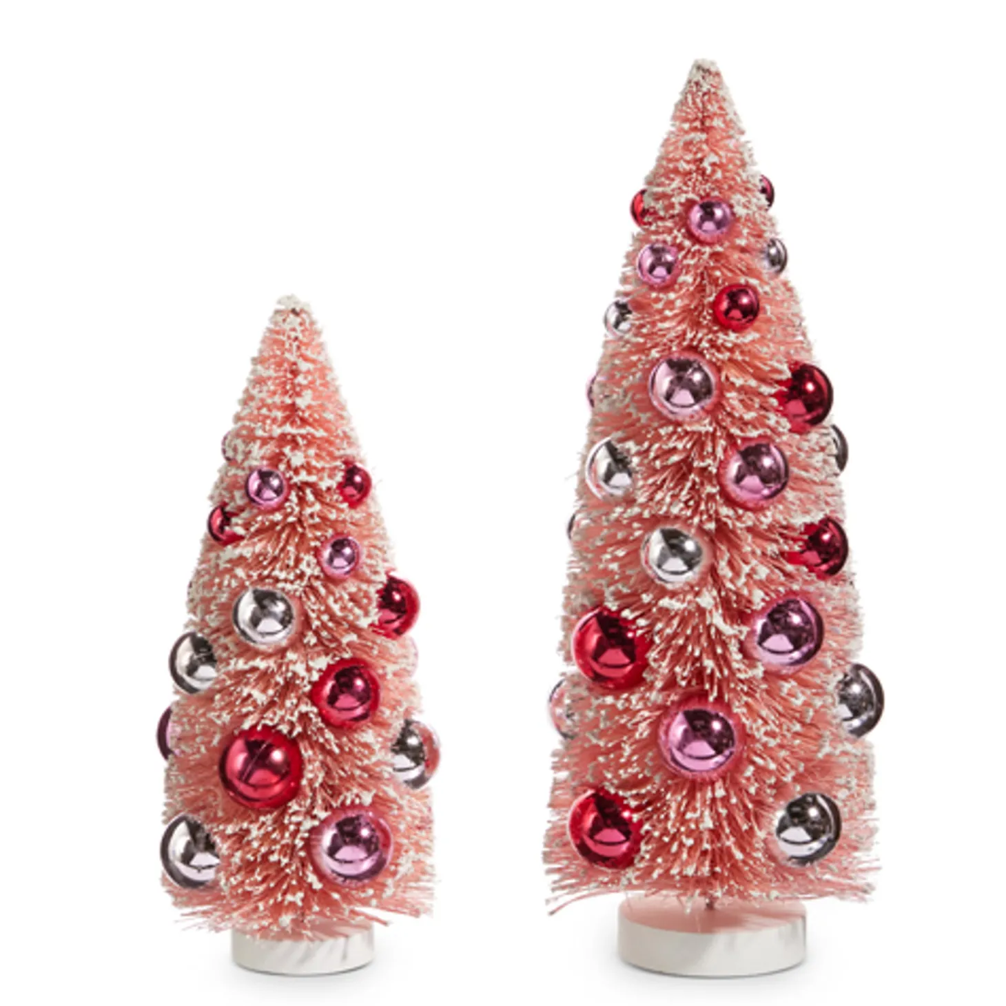 Raz 12" Pink Christmas Bottle Brush Tree With Ornaments 4416190