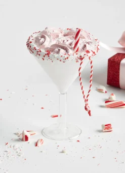 Raz 6" Pink Peppermint Martini Glass Christmas Ornament 4352861