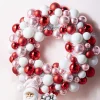 Raz 22" Pink, Red, And White Multicolor Ball Ornament Wreath W4302338