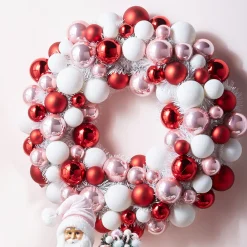 Raz 22" Pink, Red, And White Multicolor Ball Ornament Wreath W4302338