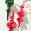 Raz 9.75" Pink, Red, Or Green Blown Glass Finial Christmas Ornament 4322881