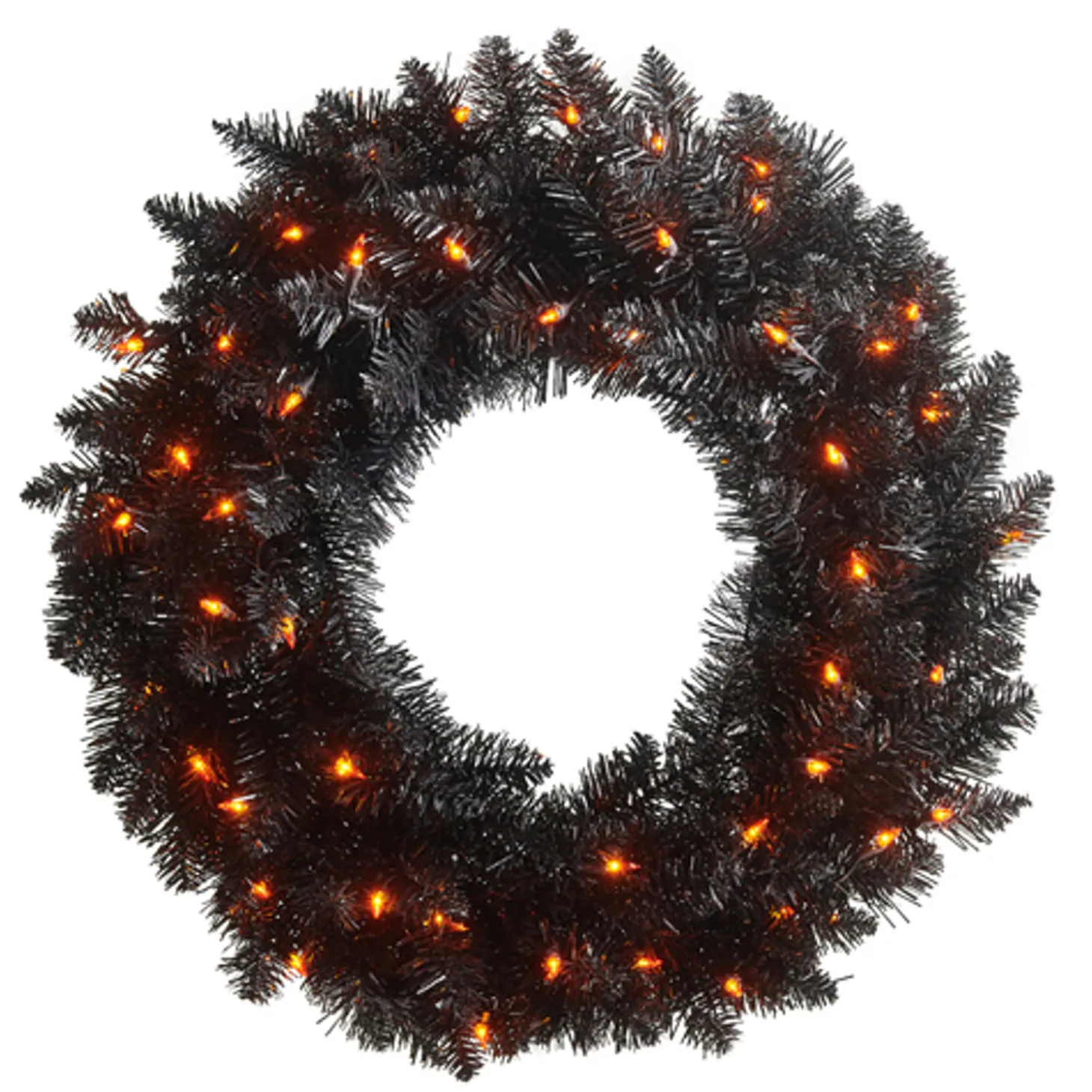 Raz 24" Pre-lit Black Tinsel Halloween Wreath W4352020