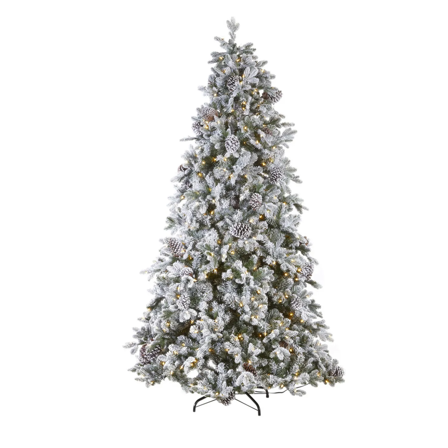 Raz 7.5' Pre-Lit Flocked Spruce Christmas Tree W/ Clear Lights T4052012