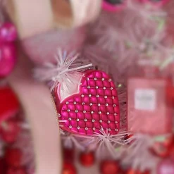 Raz 4" Quilted Pink Heart Shaped Purse Glass Christmas Ornament 4452885